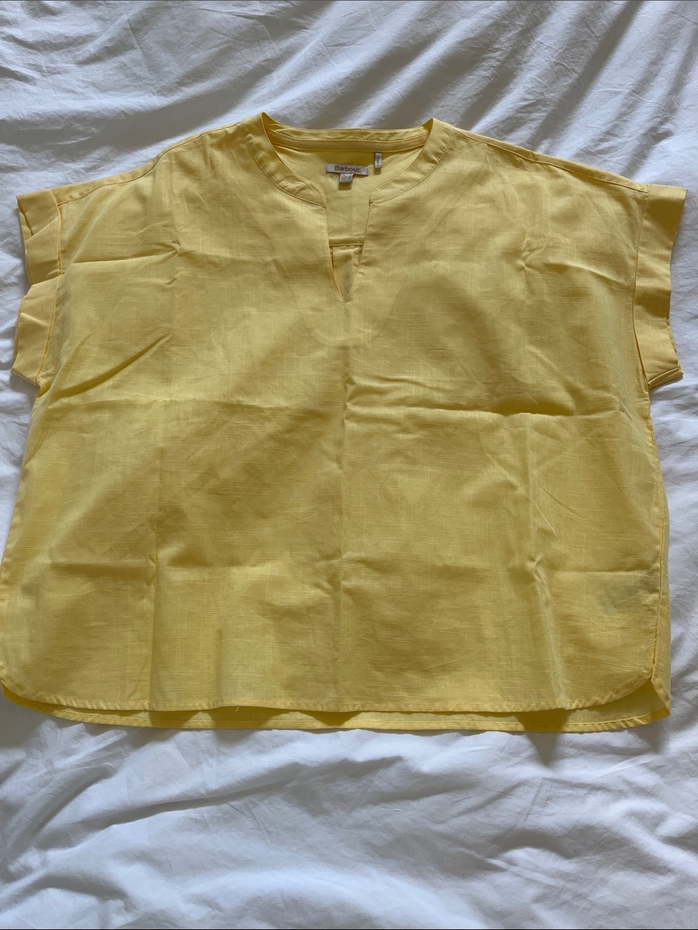 BARBOUR elsden top in buttermilk yellow cotton summer pastel blouse